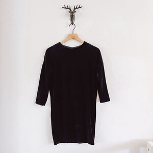 COS Women's Black Velvet 3/4 Midi Dress Size XS
